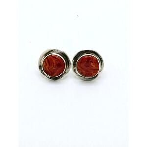 Artisan Made Orange Button Earrings